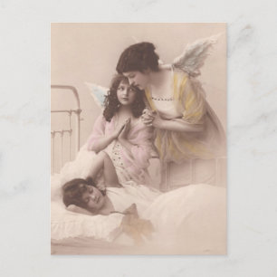 Enfants victoriens, anges priants carte postale