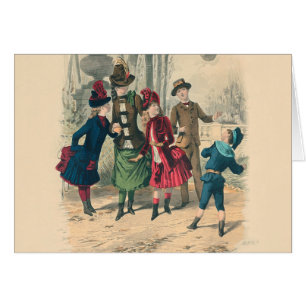 Enfants victoriens antiques jouant au ballon Hiver