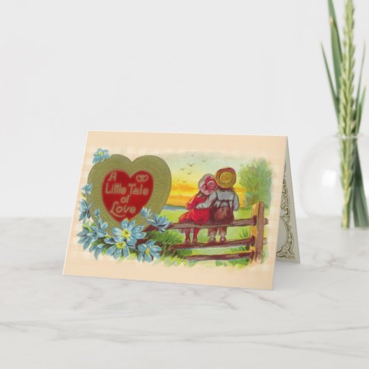 Enfants vintages amoureux Carte Saint Valentin (Devant)