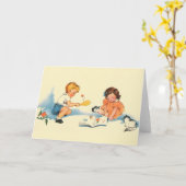 Enfants vintages Jouant Carte Note (Fleur jaune)