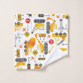 Enfants Watercolor Construction Véhicules Motif (Gant de toilette)