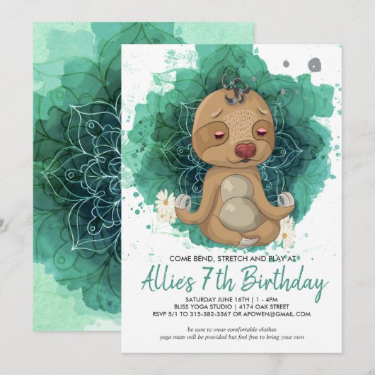 Enfants Yoga Anniversaire Fête Invitation (Devant / Derrière)