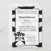 Enfants Zebra Anniversaire Fête Invitation (Devant)