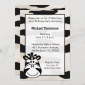 Enfants Zebra Anniversaire Fête Invitation (Devant / Derrière)