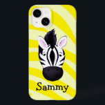 Enfants zèbre sur imprimé jaune nommé coque ipad<br><div class="desc">Fun mignon coque ipad zèbre. Customisez avec le nom de votre choix. Cet exemple montre Sammy. Conçu et peint par Sarah Trett www.sarahtrett.com</div>
