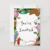 enfants zoo animaux anniversaire invitation (Devant)