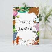 enfants zoo animaux anniversaire invitation (Debout devant)