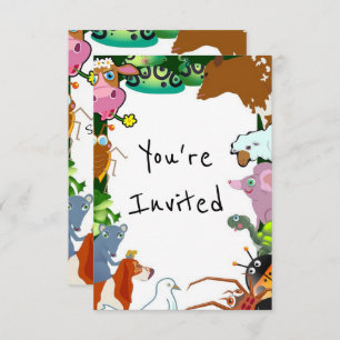 enfants zoo animaux invitation d'anniversaire