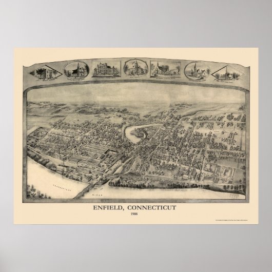 Enfield, CT Panorama Map - 1908 Poster (Voorkant)