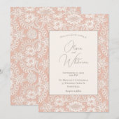 Enfiler des invitations de mariage de dentelle rus (Devant / Derrière)