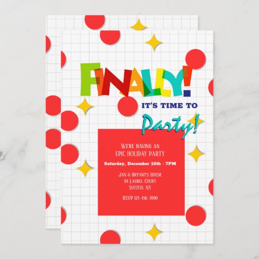 Enfin c'est l'heure de la fête Invitation (Devant / Derrière)