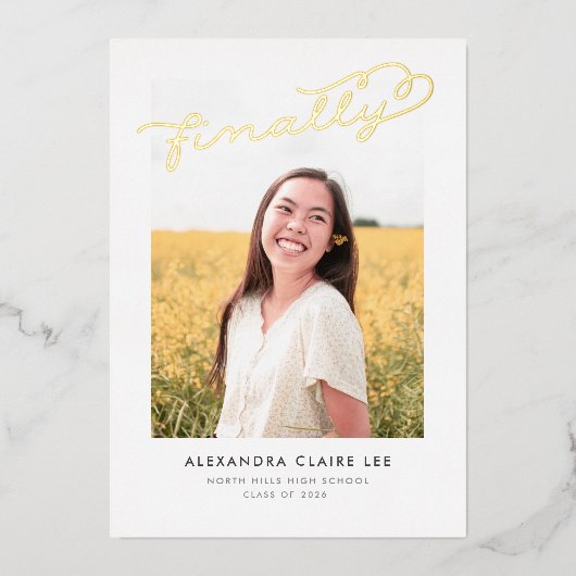 Enfin Faire-part de graduation Gold Foil (Recto)