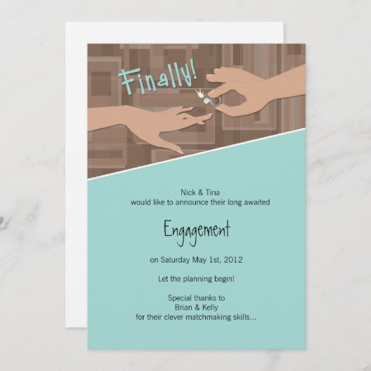 Enfin ! Faire-part fiançailles (Devant / Derrière)