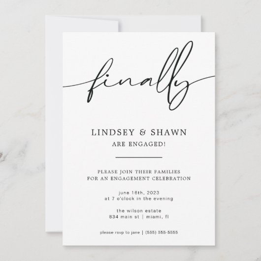 Enfin Fiançailles Mariage Faire-part et Invitation (Devant)