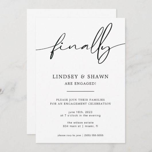 Enfin Fiançailles Mariage Faire-part et Invitation (Devant / Derrière)