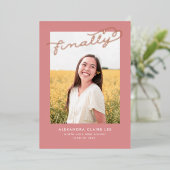 Enfin Gold Foil sur la Faire-part Rose de diplôme (Debout devant)