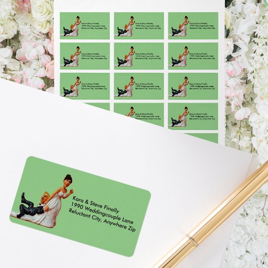 Enfin Mariage Couple Funny Brown & Étiquette Blond