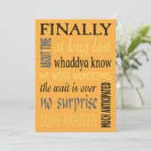 Enfin Mariés Invitation drôle après le mariage (Debout devant)