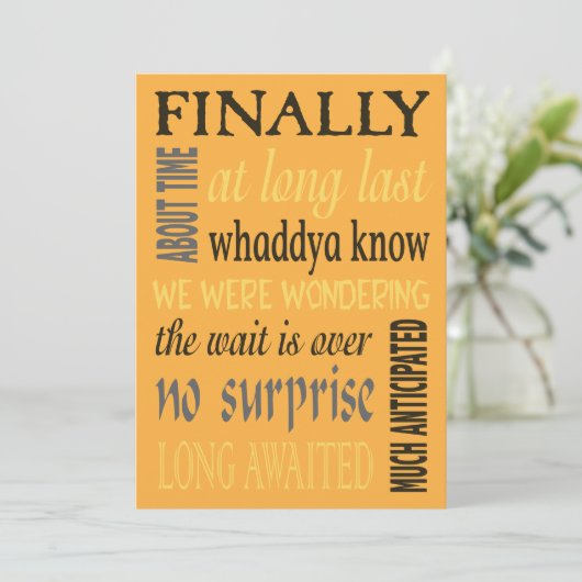 Enfin Mariés Invitation drôle après le mariage (Debout devant)