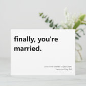 Enfin, vous êtes marié jour de mariage carte plat (Debout devant)