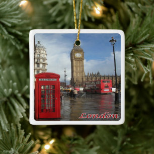 ENG063 LONDEN BIG BEN, dubbeldekkerbus, Keramisch Ornament