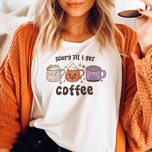 Eng beangstigend tot ik koffie krijg Retro Hallowe Tri-Blend Shirt