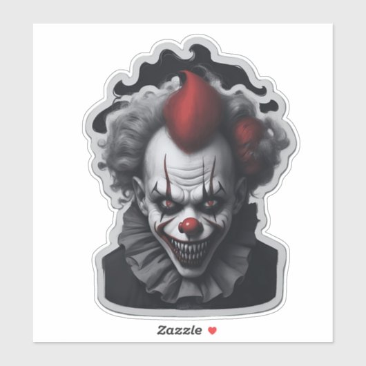 eng clown griezelig portret sticker (Vel)