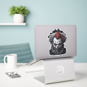 eng clown griezelig portret sticker (Laptop op bureau)