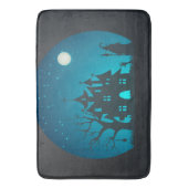 Eng en Fun Blauw en Zwart Haunted House Badmat (Voorkant Verticaal)