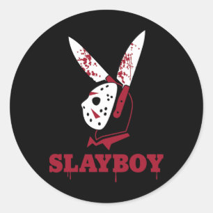 Eng Halloween-horror Slayboy-hockeymaskparodie Ronde Sticker