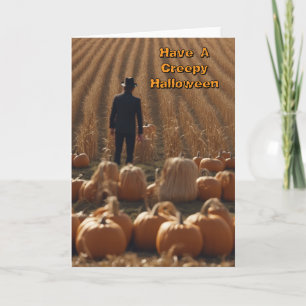 Eng Halloween-man in een maïsveld Kaart