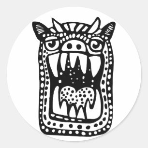 Eng Monster - Zwarte Ronde Sticker