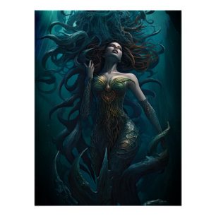 Eng onder het Zee Siren Mermaid Creature Perfect Poster