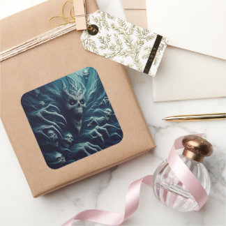 Eng patroon, donkere fantasie vierkante sticker