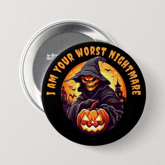 Eng skelet met pompoen Halloween Ronde Button 7,6 Cm (Voorkant /achterkant)