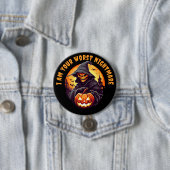 Eng skelet met pompoen Halloween Ronde Button 7,6 Cm (In situ)