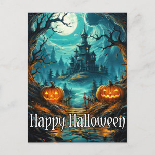 eng spookhuis Fijne Halloween Briefkaart