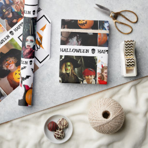 Eng Voeg je eigen foto monogram Happy Halloween Cadeaupapier