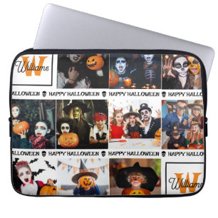Eng Voeg je eigen foto monogram Happy Halloween Laptop Sleeve