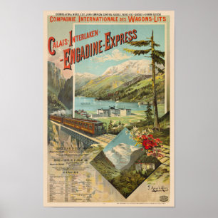 Engadine-Express Switzerland Vintage Poster 1890