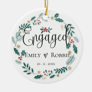 Engaged Couple | Our First Christmas   Keramisch Ornament