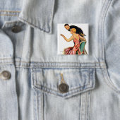 Engaged Couple Vierkante Button 5,1 Cm (In situ)