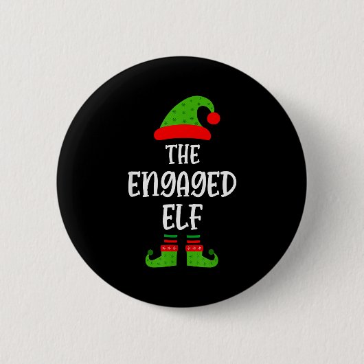 Engaged Elf Family Matching Christmas Engagement Ronde Button 5,7 Cm (Voorkant)
