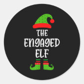 Engaged Elf Family Matching Christmas Engagement  Ronde Sticker (Voorkant)