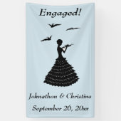 Engaged Lady Love Letter Fancy Doves Blue Spandoek (Verticaal)