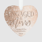 Engaged & Merry Gold White Twinking Lights Foto Ornament (voorkant)