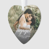 Engaged Modern script Personalized photo keepsake Ornament (voorkant)