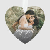 Engaged Modern script Personalized photo keepsake Ornament (achterkant)