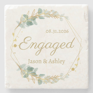 Engagement Announcement Engaged Gift Date & Names Stenen Onderzetter