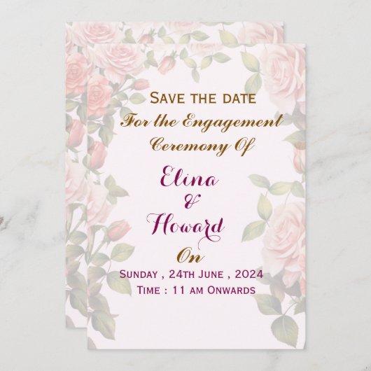 Engagement Ceremony Invitations  Kaart (Voorkant / Achterkant)
